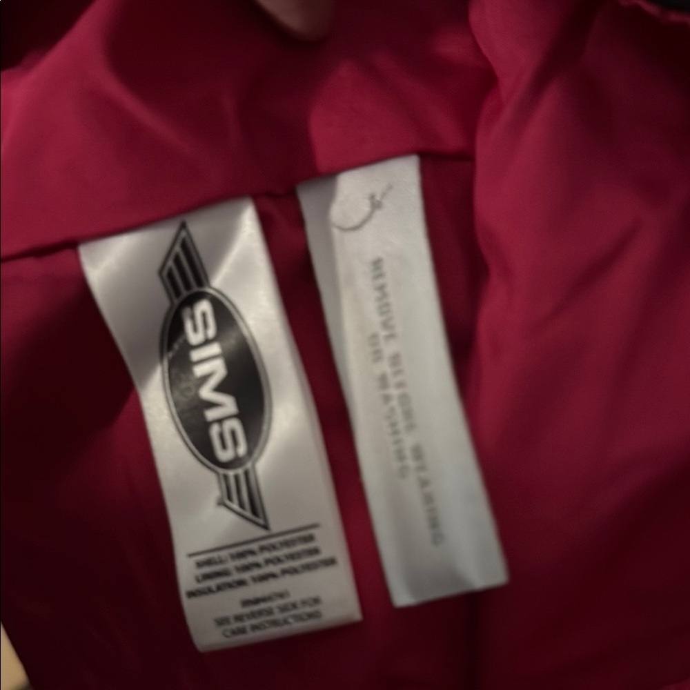 Simms Red Black Ski Jacket Geometric Insulated Hooded - Picture 16 of 16